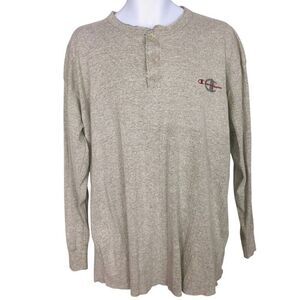 Vintage Champion Mens L Gray Long Sleeve Thermal Henley Shirt Made USA